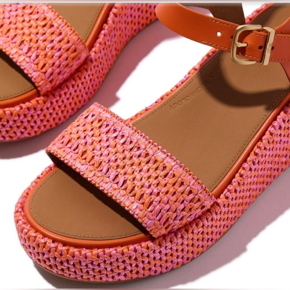 NWT FitFlop Women Platforms Woven Wedge Ankle-Strap Sandals - Picture 2 of 4